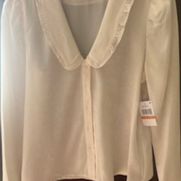 CeCe Women's Oversized Collared Blouse, Small - Picture 3 of 5